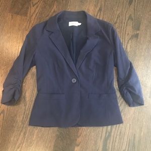 Eliza J Blue Blazer Ruched 3/4 Sleeves